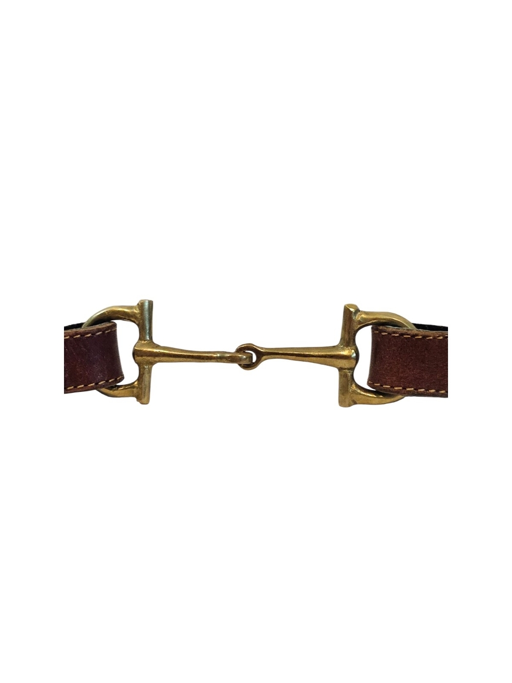 Classy Brown Leather Equestrian Belt Brass Horse Bit Clasp - Picture 2 of 5